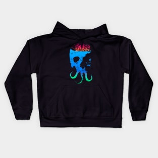 Scary Skull with Brain - Color Version 4 Kids Hoodie